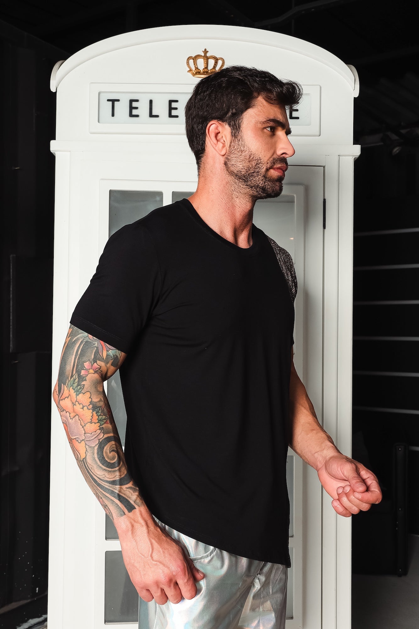 Camiseta Masculina Long em Viscolycra Detalhe Canelada