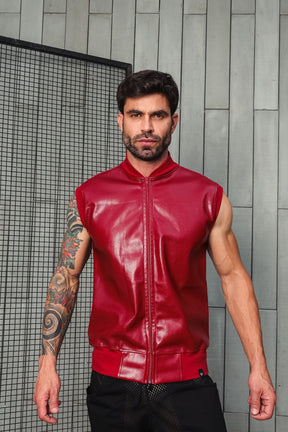 Colete Masculino em Couro Ecológico