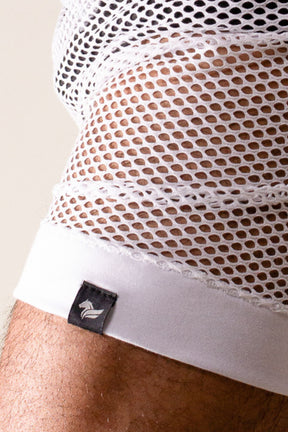 Short Masculino Transparente em Arrastão Branco