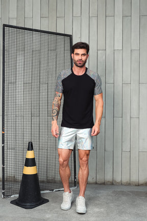 Camiseta Masculina em Viscolycra Mangas Paetê Brunella