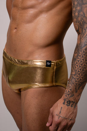 Sunga Slim Malha Metal Dourada