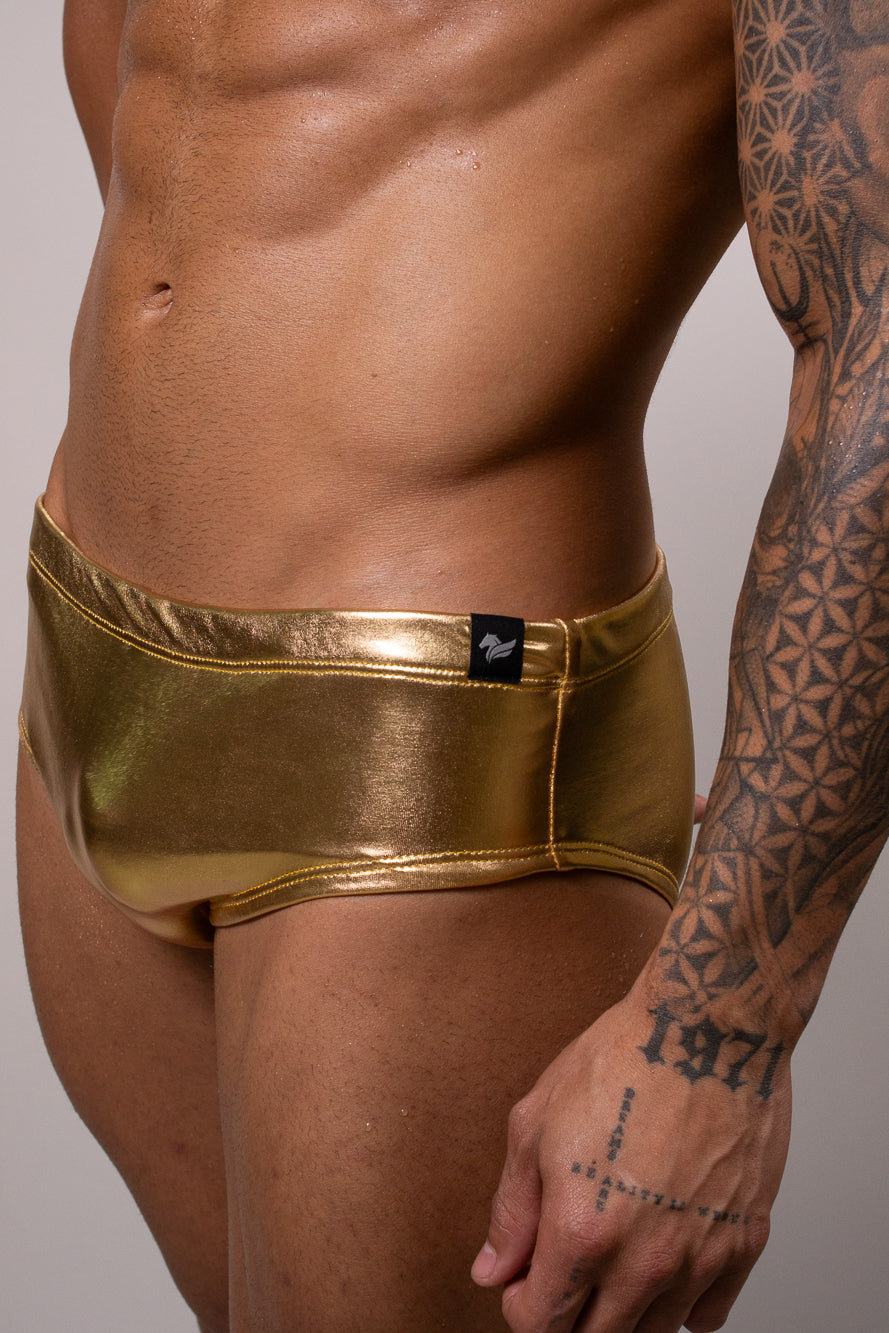 Sunga Slim Malha Metal Dourada