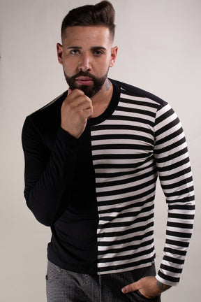 Camiseta Masculina Manga Longa Viscolycra Detalhe Listrado