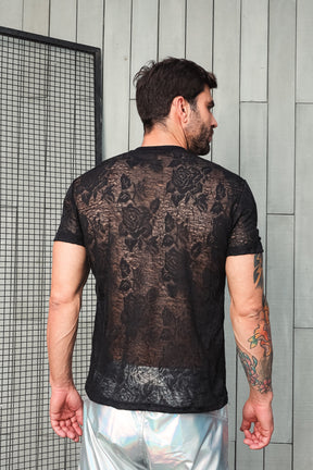 Camiseta em Malha Devore Resinada