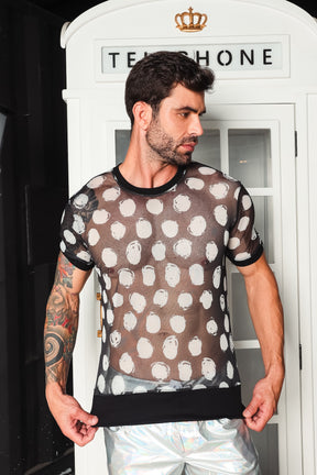 Camiseta em Tule com Bolinhas