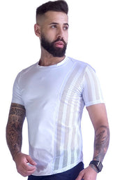 Camiseta Masculina Cirrê com Detalhe Lateral Branco