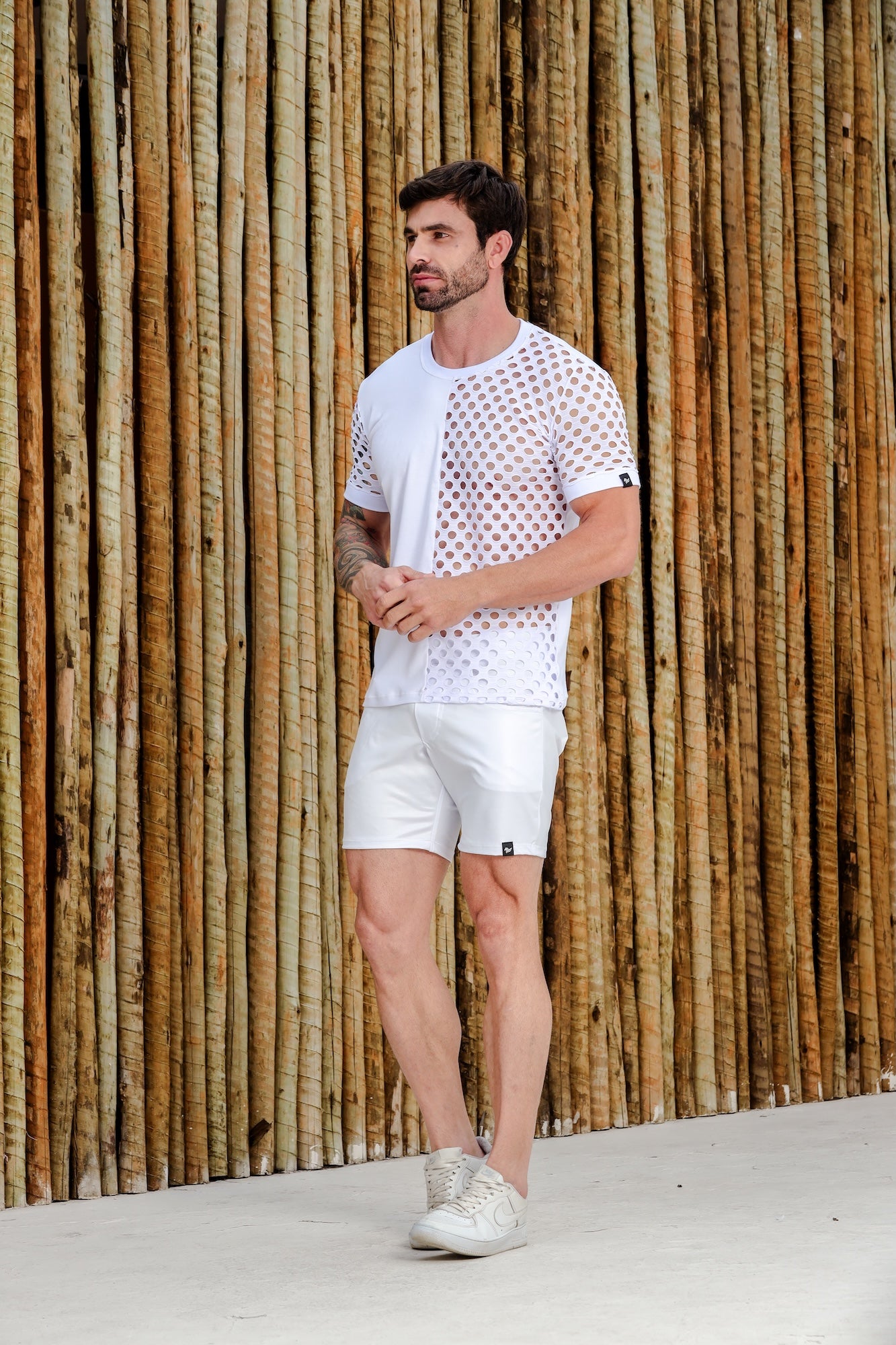 Camiseta Maculina Arrastão Metade Viscolycra