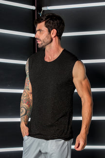 Regata Masculina em Moletinho Listra Dourada