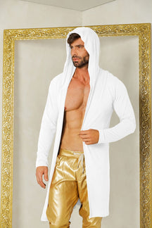 Cardigan Masculino em Viscolycra Preto com Capuz