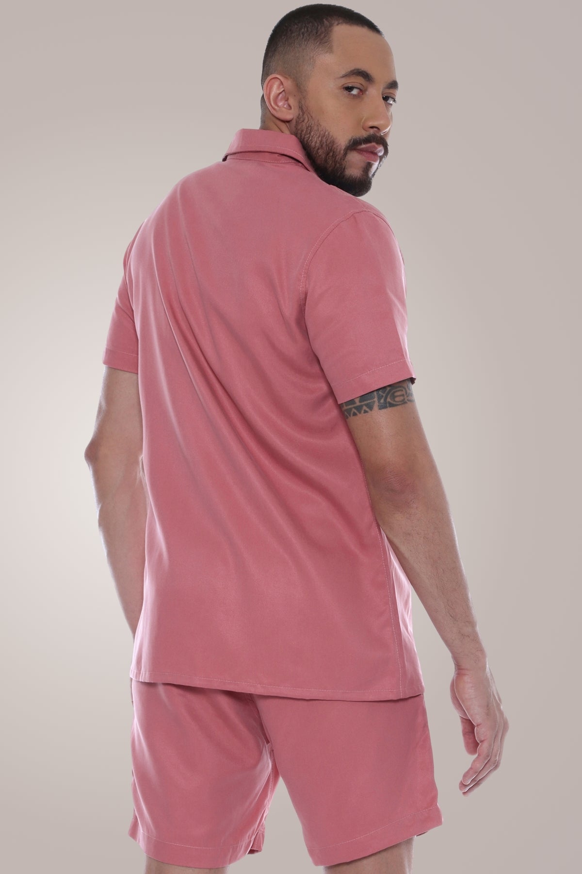 Conjunto Masculino Camisa e Short em Linho e Viscose