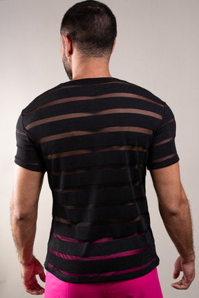 Camiseta Masculina em Malha Listrada