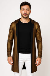 Cardigan Masculino Malha Dourada com Capuz