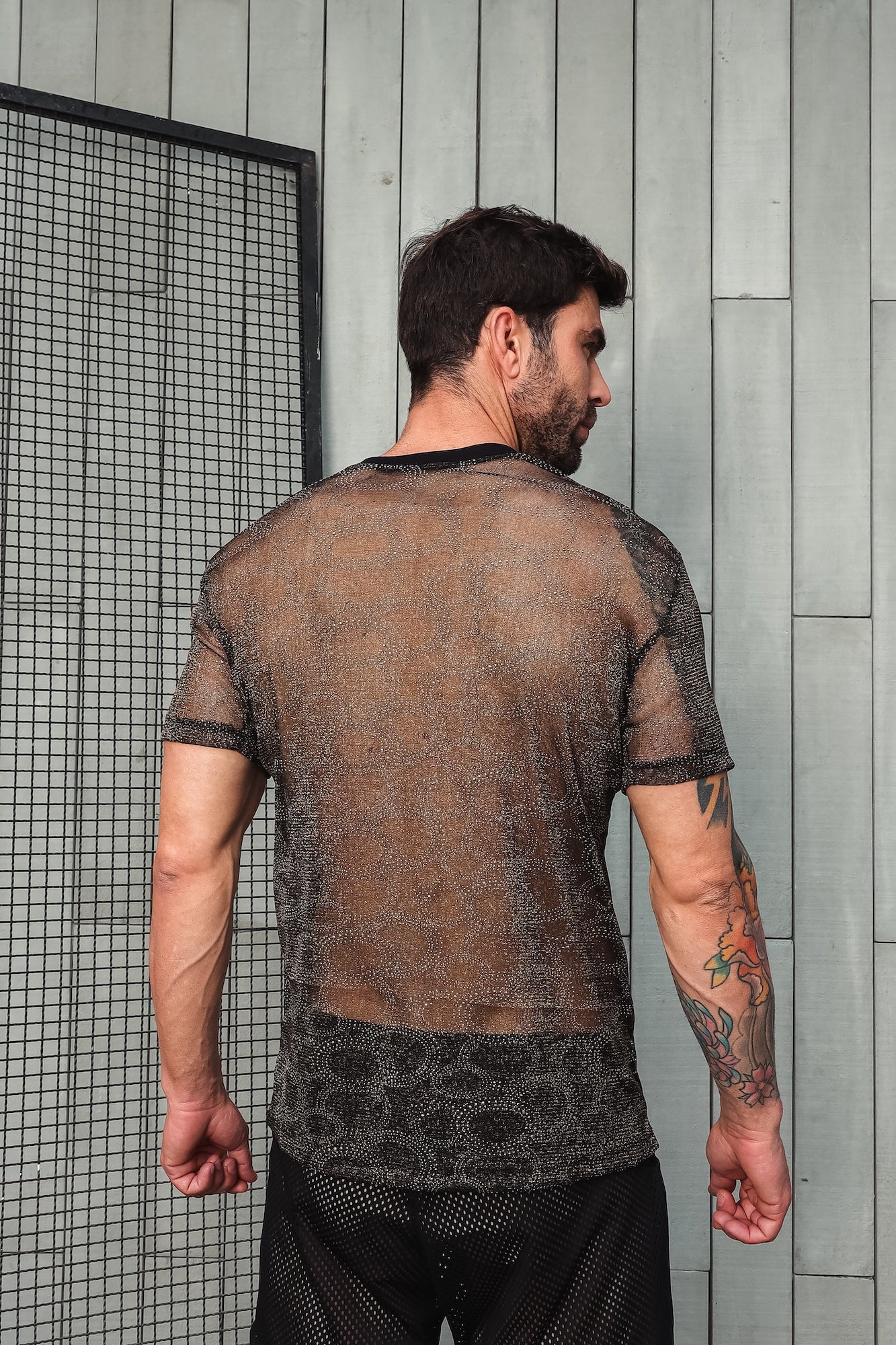 Camiseta Masculina Malha Devore Resinada