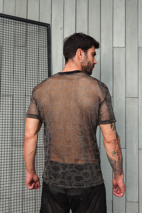 Camiseta Masculina Malha Devore Resinada