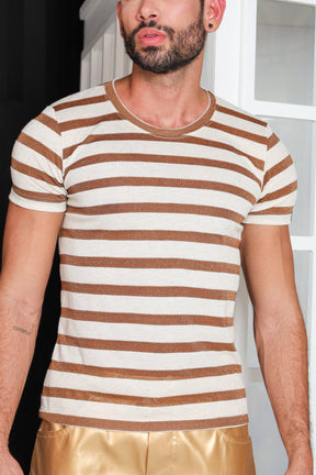 Camiseta Masculina em Malha Listrada