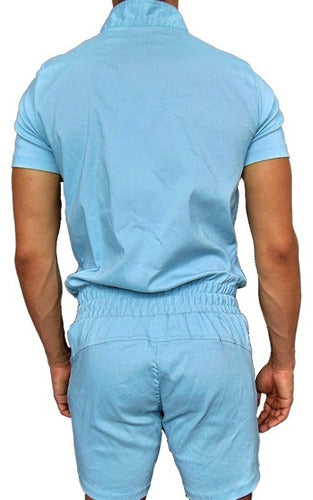 Macaquinho Masculino Azul com Botões