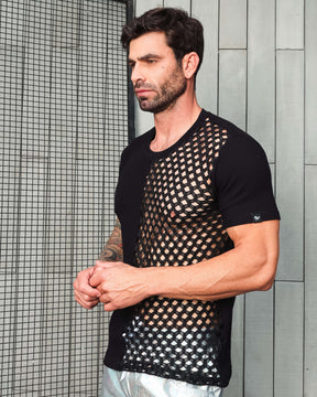 Camiseta Masculina em Viscolycra Metade Arrastão