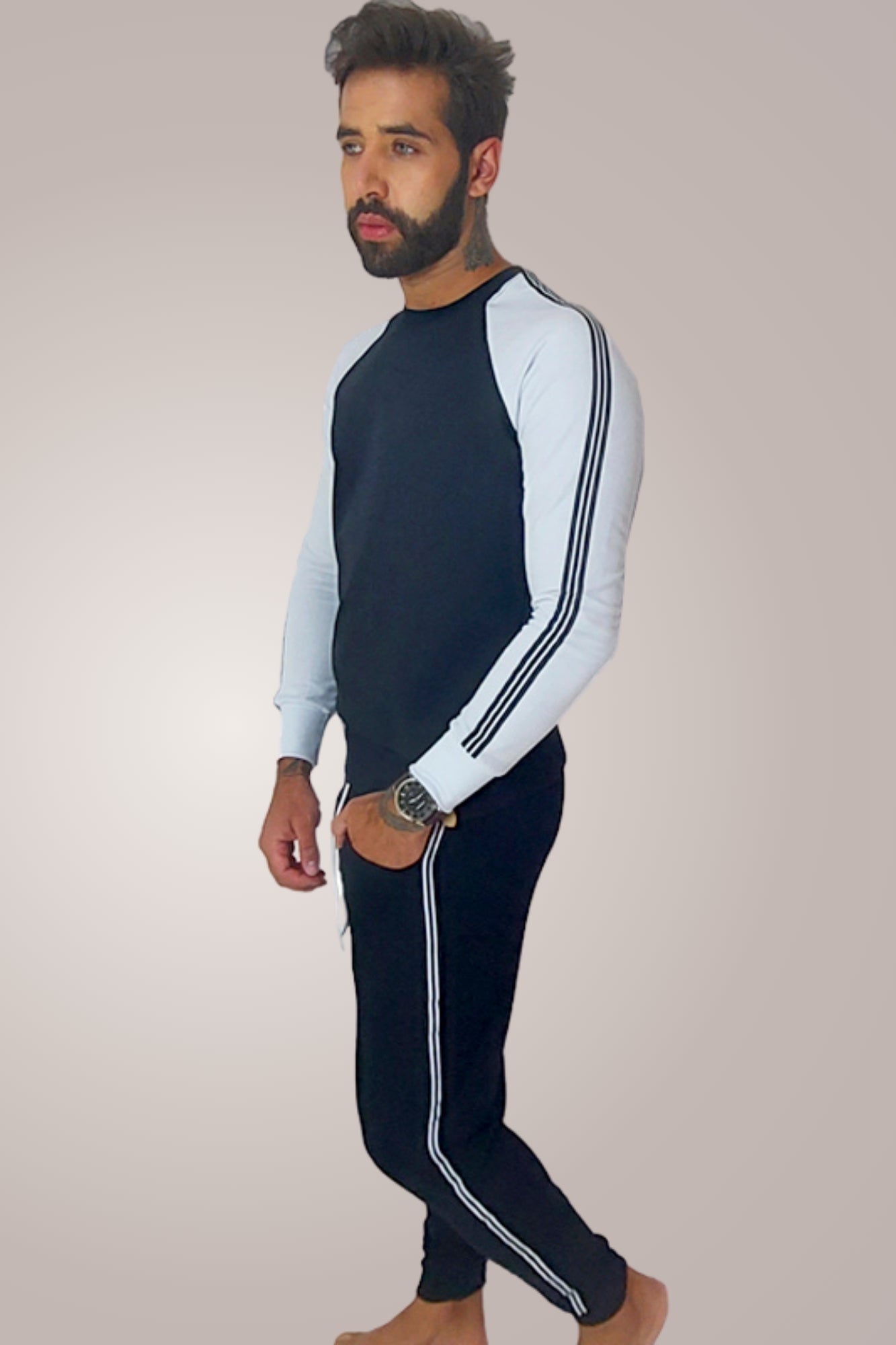 Conjunto Masculino Blusa Manga Raglan e Calça Preto