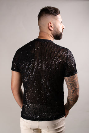 Camiseta Masculina em Paetê Preta