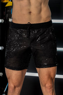 Short Masculino em Paetê Cós Franzido