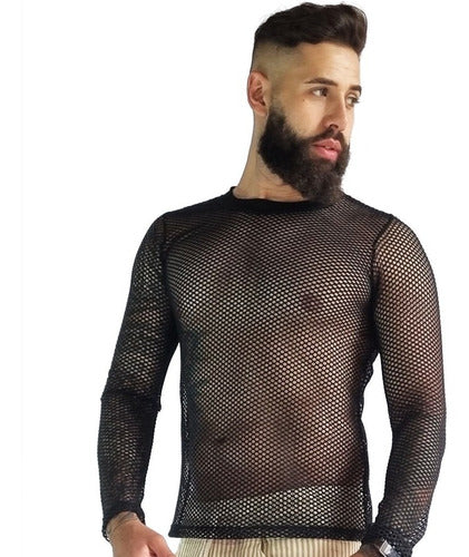 Camiseta Masculina Arrastão Preta Manga Longa