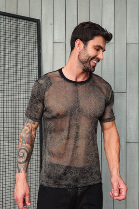 Camiseta Masculina Malha Devore Resinada