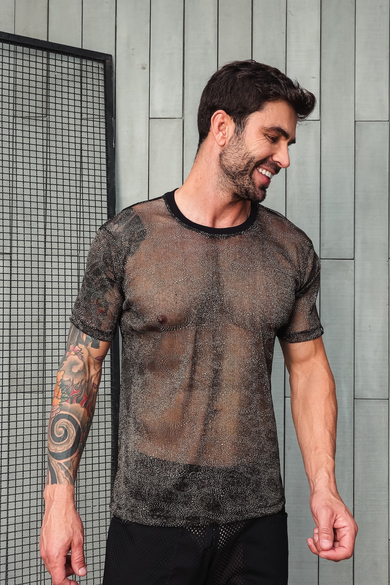 Camiseta Masculina Malha Devore Resinada