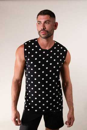 Regata Masculina Machão Estampa Poá Preta