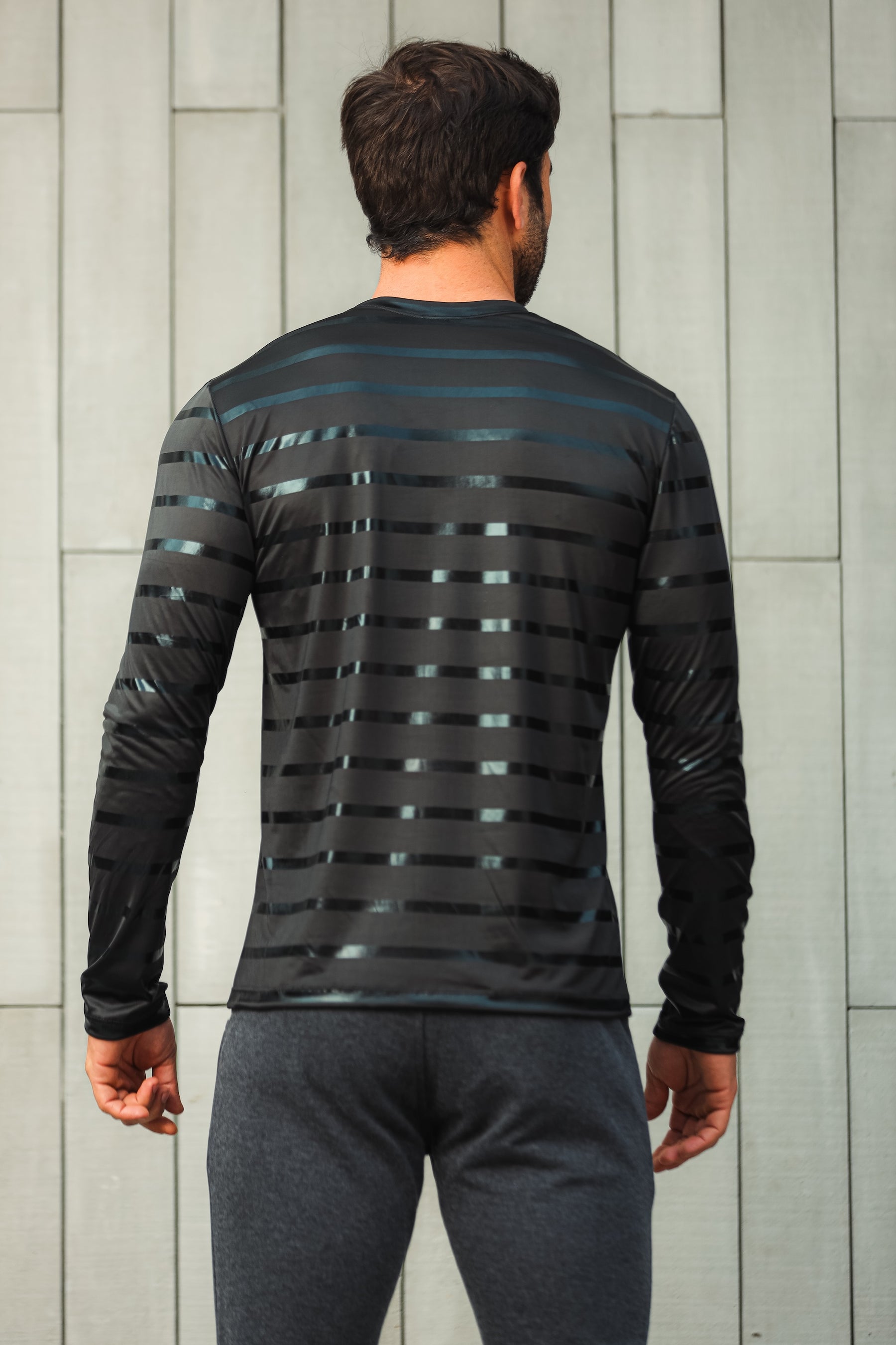 Camiseta Masculina Manga Longa Malha Listra Brilho