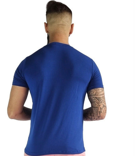 Camiseta Masculina Básica Viscolycra Azul