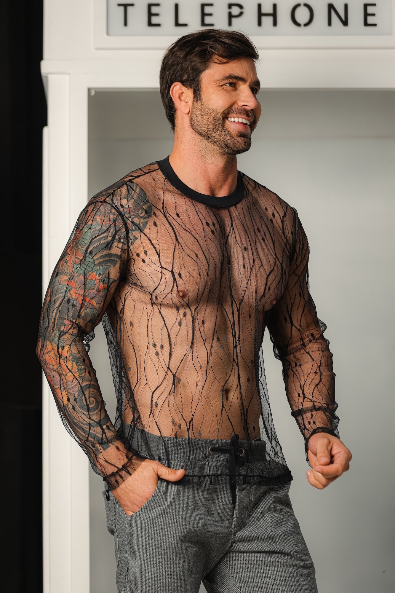 Camiseta Masculina Manga Longa Tule Estampado