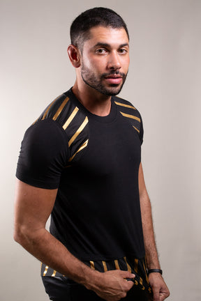 Camiseta Masculina Listras Prateada