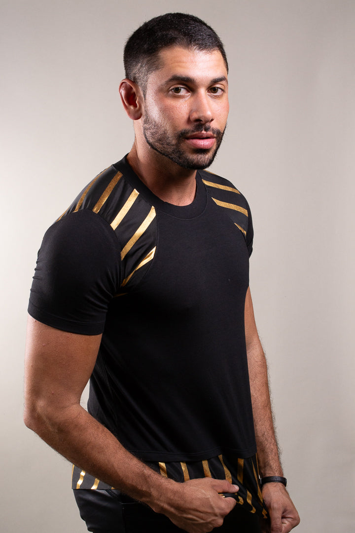 Camiseta Masculina Listras Prateada