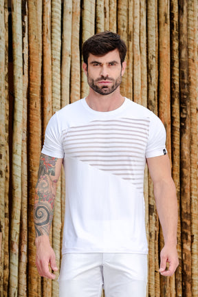 Camiseta Masculina Viscolycra com Detalhe Devorê