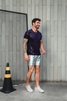 Camiseta Masculina em Devorê de Veludo