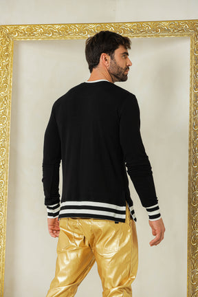 Blusa Masculina em Moletinho Detalhe Listras