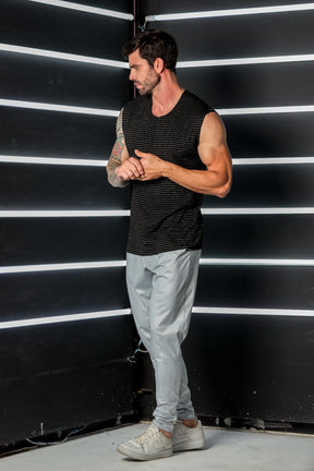 Regata Masculina em Moletinho Listra Dourada