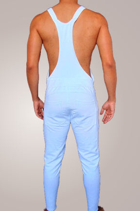 Jardineira Masculina Branca Detalhe de Zíper na Perna