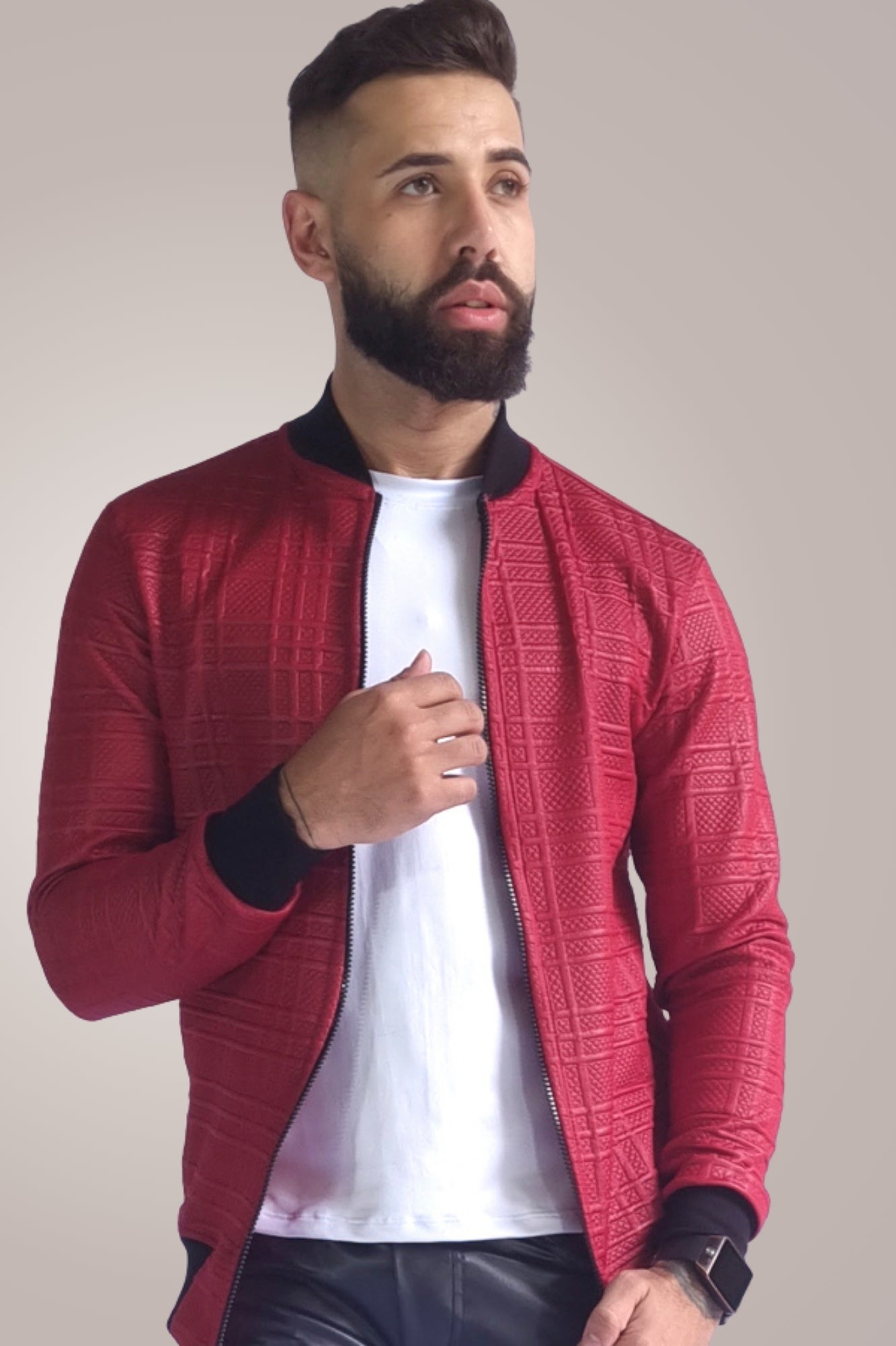 Jaqueta Masculina Bomber em Matelassê Vermelha