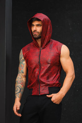 Colete Masculino em Couro Cobra Bordô