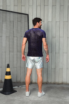 Camiseta Masculina em Devorê de Veludo