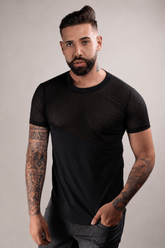 Camiseta Masculina Viscolycra Detalhe em Tela