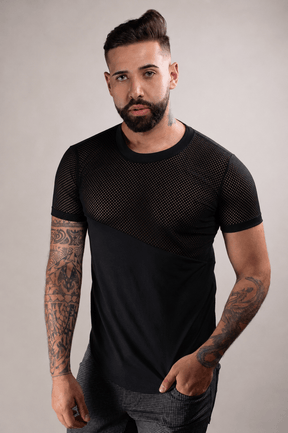Camiseta Masculina Viscolycra Detalhe em Tela