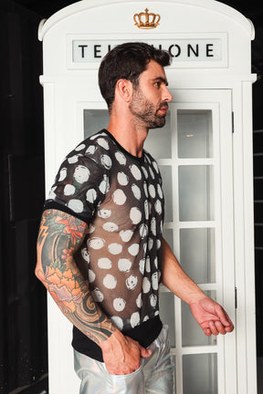 Camiseta em Tule com Bolinhas