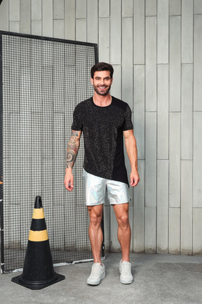 Camiseta Long Masculina em Lurex Detalhe em Viscolycra