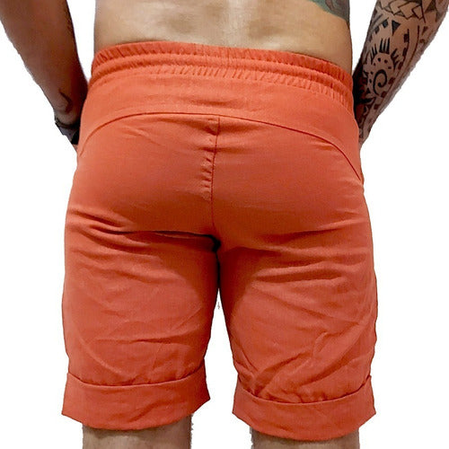 Bermuda Masculina de Linho Telha