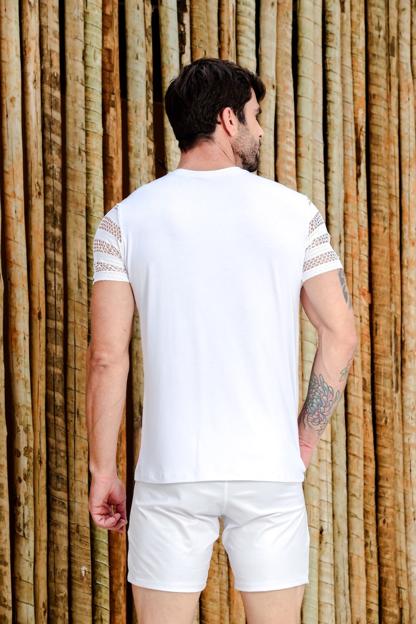 Camiseta Maculina Viscolycra Manga em Arrastão