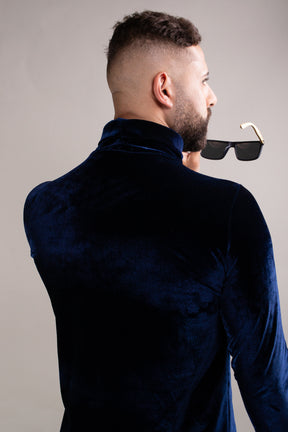 Blusa Masculina Cacharrel em Veludo Azul