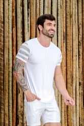 Camiseta Maculina Viscolycra Manga em Arrastão