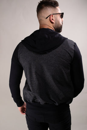 Jaqueta Masculina Moletinho Mescla Cinza Detalhe Preto